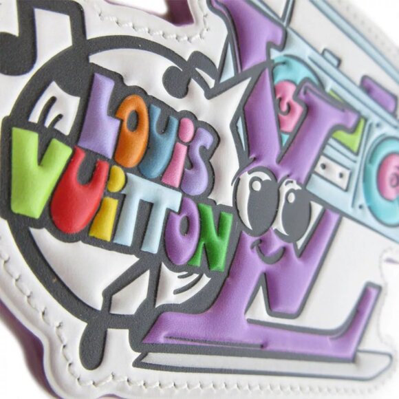 Auth LOUIS VUITTON Monogram Comics charm Key ring / Silver leather/metal s0493j - Picture 5 of 8